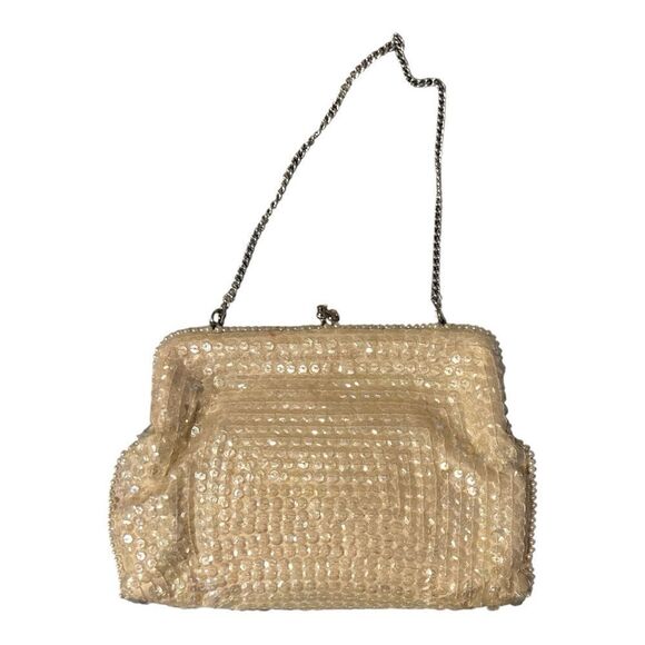 Vintage 50s 60s Beaded Handbag Styled By Simon Cream White - Picture 2 of 3